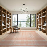 Peach Gingham Plaid Area Rug