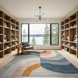 Modern Wavy Abstract Multi-Color Area Rug