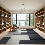 Geometric Modern Grey Geometric Striped Area Rug