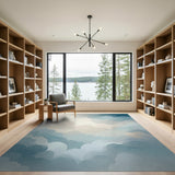 Ethereal Blue Teal Cloud Layers Area Rug