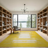 Bold Yellow Geometric Border Area Rug