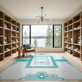 Teal Geometric Line Art Area Rug