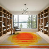 Southwestern Orange Radiant Sunburst Geometric Area Rug