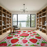 Playful Strawberry Fruit Pattern Area Rug