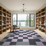Pink Gray Geometric Patchwork Area Rug