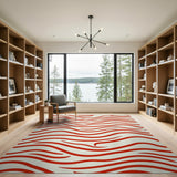 Vibrant Red Wavy Line Area Rug