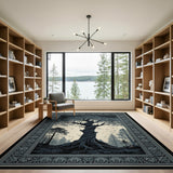 Mystical Gnarled Tree Forest Persian Border Rug