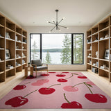 Playful Cherry Print Pink Tufted Rug
