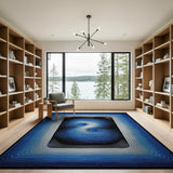 Blue and Teal Blue Spiral Vortex Geometric Area Rug