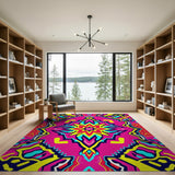Vibrant Pink Starburst Geometric Multi-Color Rug