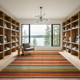 Vibrant Multi-Color Striped Fringe Area Rug