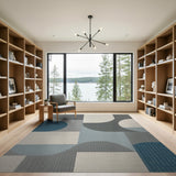 Modern Teal Grey Geometric Area Rug