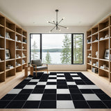 Black White Geometric Modern No. 6 Area Rug