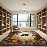 Majestic Black Bear Autumn Forest Rug
