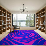 Hypnotic Blue-Pink Swirl Abstract Area Rug