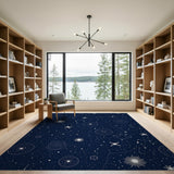 Navy Celestial Stars Constellation Area Rug