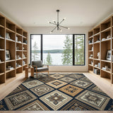 Navy Heritage Tribal Diamond Area Rug