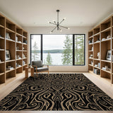 Black Gold Swirling Mandala Area Rug
