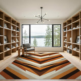 Orange Bold Orange Chevron Geometric Area Rug