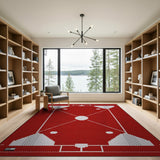 Red Baseball Diamond Geometric Area Rug