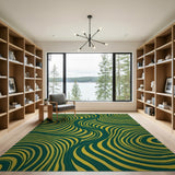 Vibrant Green Yellow Abstract Wave Area Rug