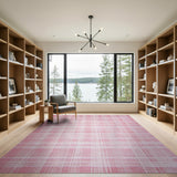 Pink Checkered Distressed Vintage Area Rug