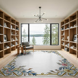 Ornate Gold-Trimmed Floral Border Rug