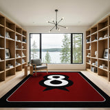 Bold Black 8 on Red Geometric Area Rug