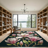 Pink Magnolia Blossoms Area Rug
