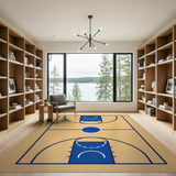 Beige and Neutral Basketball Court Geometric Area Rug