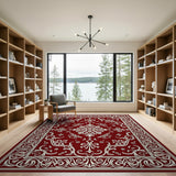 Elegant Red Ornate Medallion Rug