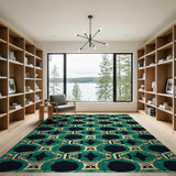 Emerald Green Geometric Trellis Area Rug