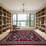 Navy Rose Floral Persian Red Area Rug