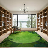 Layered Green Leaf Textured Area Rug