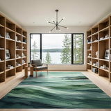 Serene Green Waves Coastal Area Rug