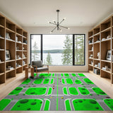 Green Retro Pixel City Street Area Rug