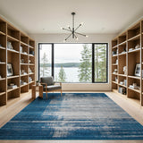Blue Teal Distressed Abstract Area Rug
