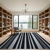 Geometric Modern Black and White Black White Striped Geometric Area Rug
