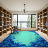 Blue Coral Reef Fish Underwater Area Rug