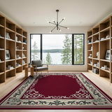Ornate Traditional Persian Ornate Red Floral Border Area Rug