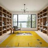 Sunny Yellow Cartoon Cat Tufted Rug