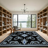 Elegant Blue Persian Area Rug with Ornate Florals