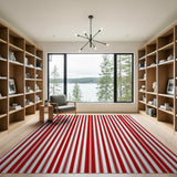 Bold Red and White Striped Area Rug