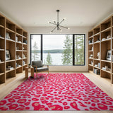 Hot Pink Leopard Print Boho Chic Area Rug