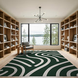 Abstract Wavy Green Area Rug