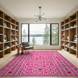 Vibrant Pink Hearts Grid Area Rug
