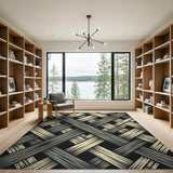 Modern Grey Woven Basket Weave Area Rug