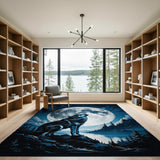 Howling Wolf Full Moon Night Sky Area Rug