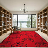 Red Gaming Controller Pattern Area Rug