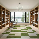 Geometric Modern Green Green Geometric Block Modern Area Rug